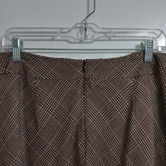Talbots wool blend plaid skirt sz 10 brown lined - Picture 6 of 10